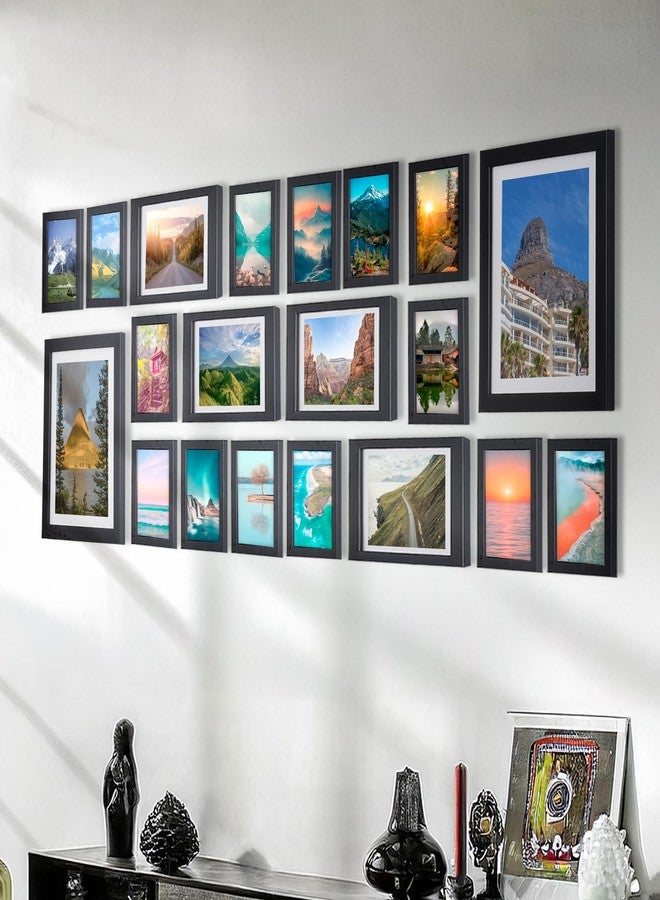 Dev Aastha Photo Frame For Wall | Wooden Frames For Wall Decoration | Photo Frame Set | Picture Frames | Rectangular Photo Frame For Home/Office | Family Collage | Perfect For Gift, Set Of 20 (Black) - Image 1